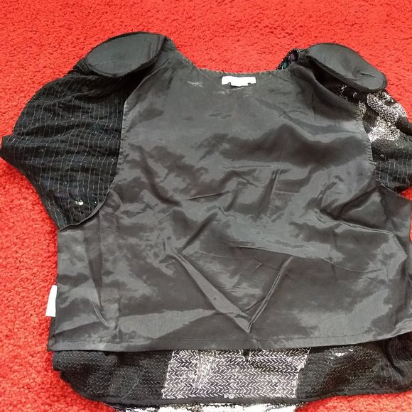 vintage 80s iridescent black silver sequin top NWOT - Picture 10 of 12